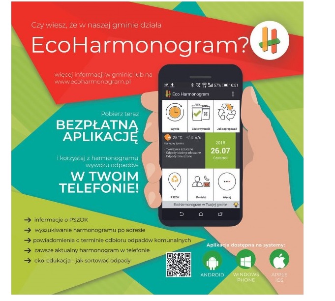 Plakat unformujący o aplikacji EcoHarmonogram