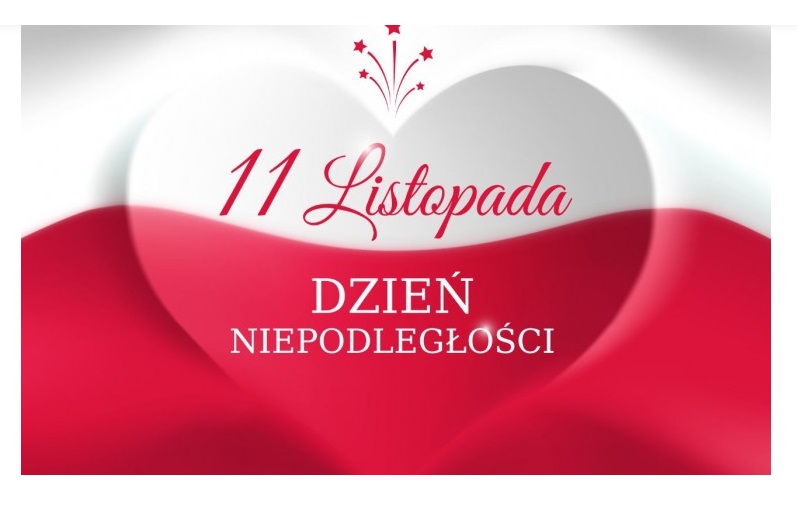 Flaga polski z napisem 11 listopada Dzień Niepodległości