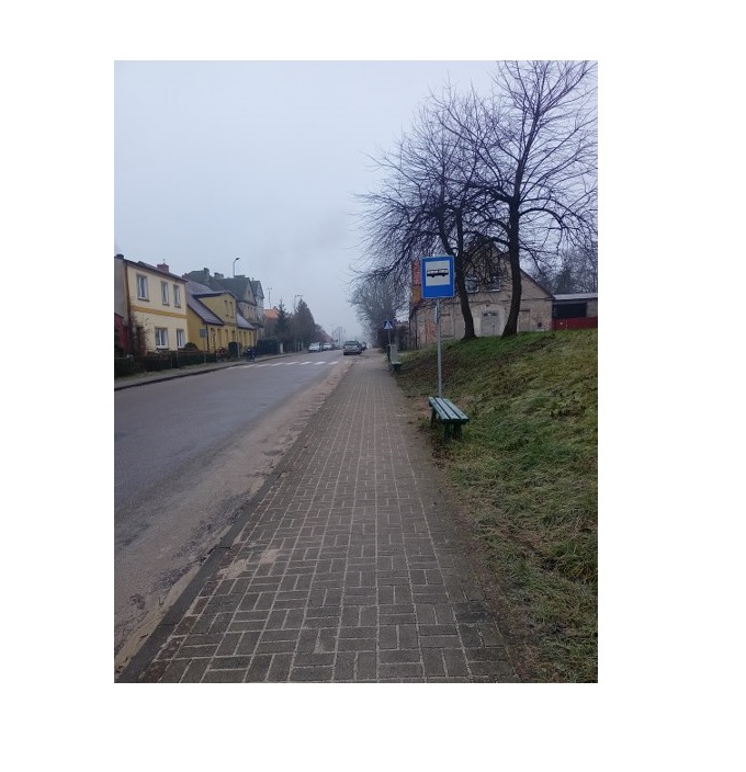 na zdjęciu przystanek autobusowy przy ul. Zwycięzców w Barwicach.