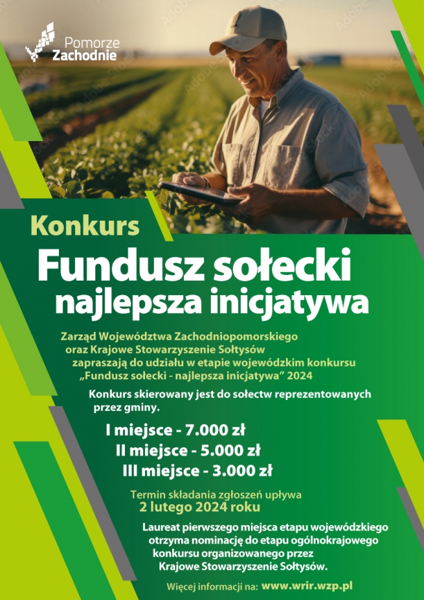 Plakat informujący o konkursie "Fundusz sołecki -najlepsza inicjatywa"