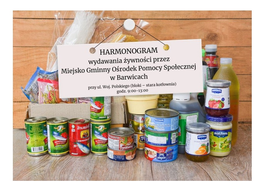 Harmonogram wydawania żywności przez Miejsko Gminny Ośrodek Pomocy Społecznej w Barwicach