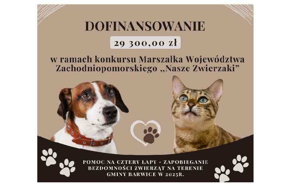 Gmina Barwice z dofinansowaniem na działania prozwierzęce w ramach programu „Nasze Zwierzaki”