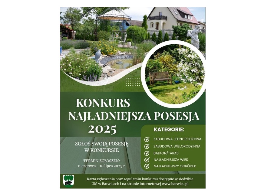 Najładniejsza Posesja Gminy Barwice 2025 - zaproszenie do udziału w konkursie