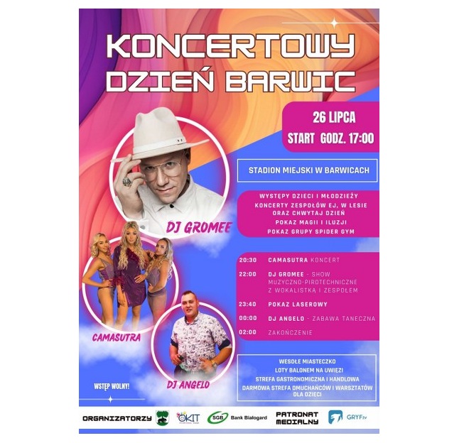 Zaproszenie na Koncertowy Dzień Barwic 26.07.2025