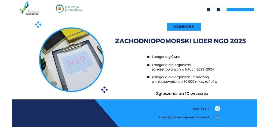 Konkurs Zachodniopomorski Lider NGO 2025 – nabór zgłoszeń trwa