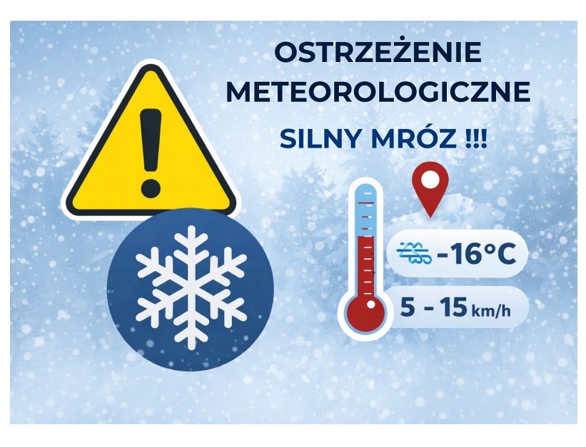 Plakat z ostrzeżeniem meteorologicznym - silny mróz