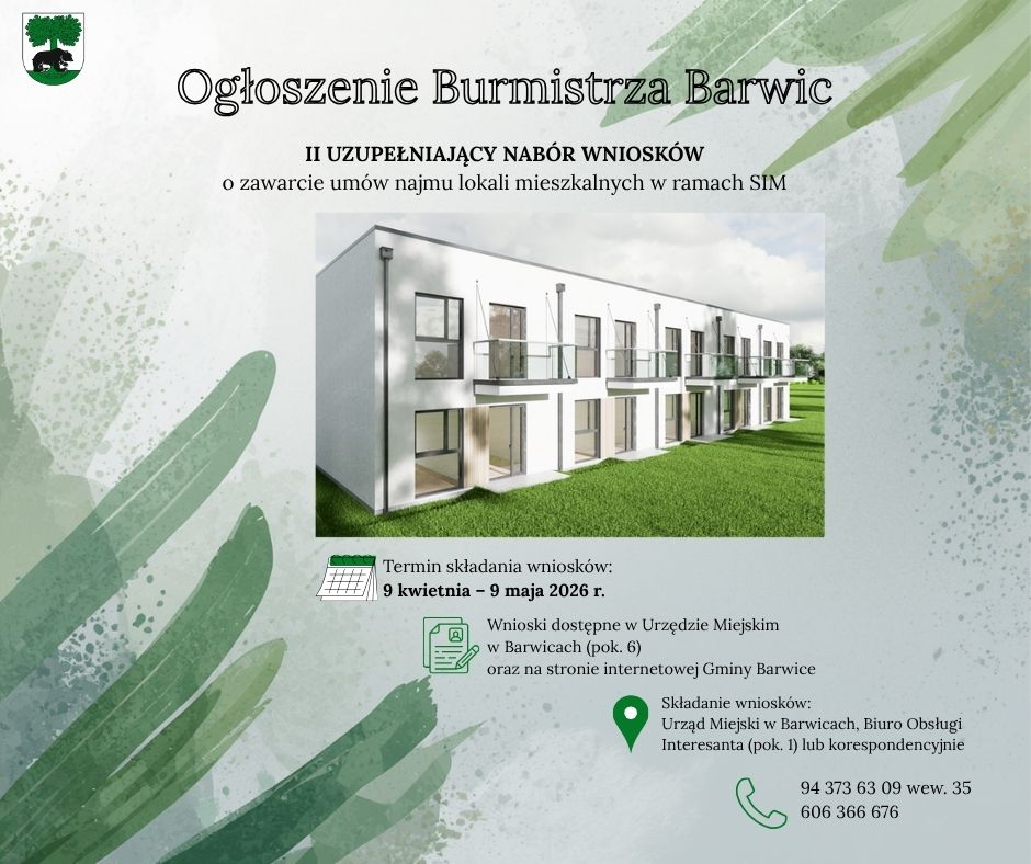 II UZUPEŁNIAJĄCY NABÓR WNIOSKÓW - o zawarcie umów najmu lokali mieszkalnych w ramach SIM