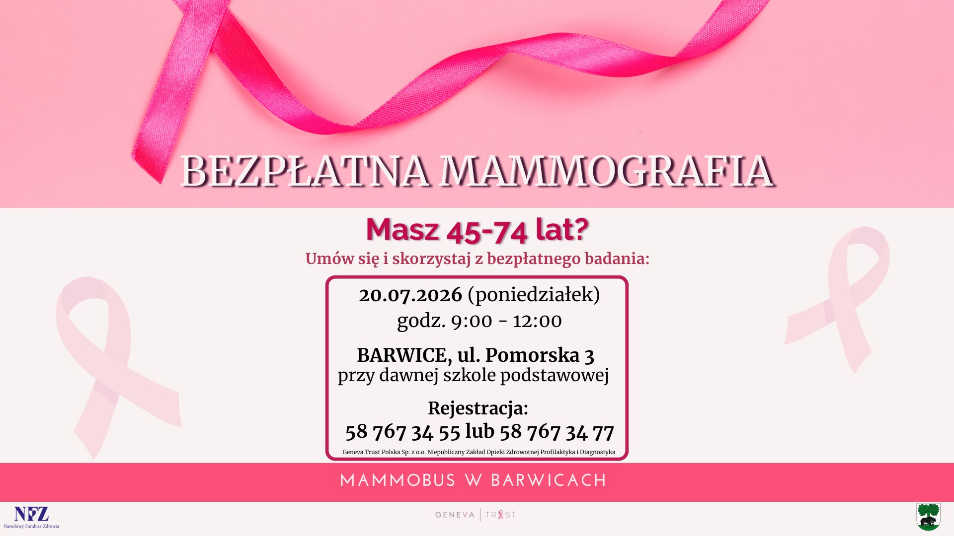 Mammobus ponownie odwiedzi Barwice – bezpłatne badania mammograficzne już 20 lipca