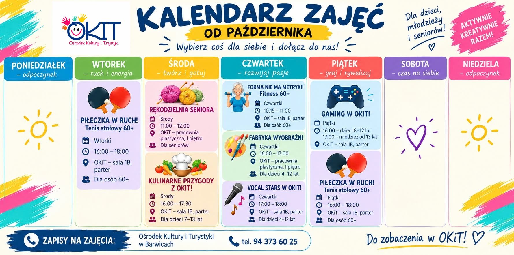 Zajęcia w Ośrodku Kultury i Turystyki w Barwicach od października