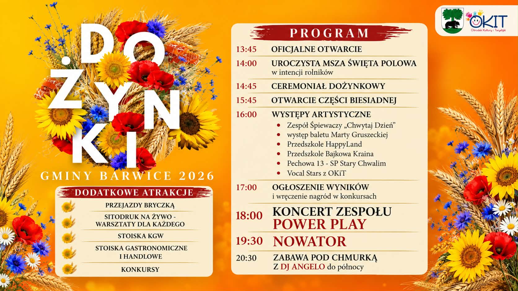 Dożynki Gminy Barwice 2026 – zapraszamy 19 września