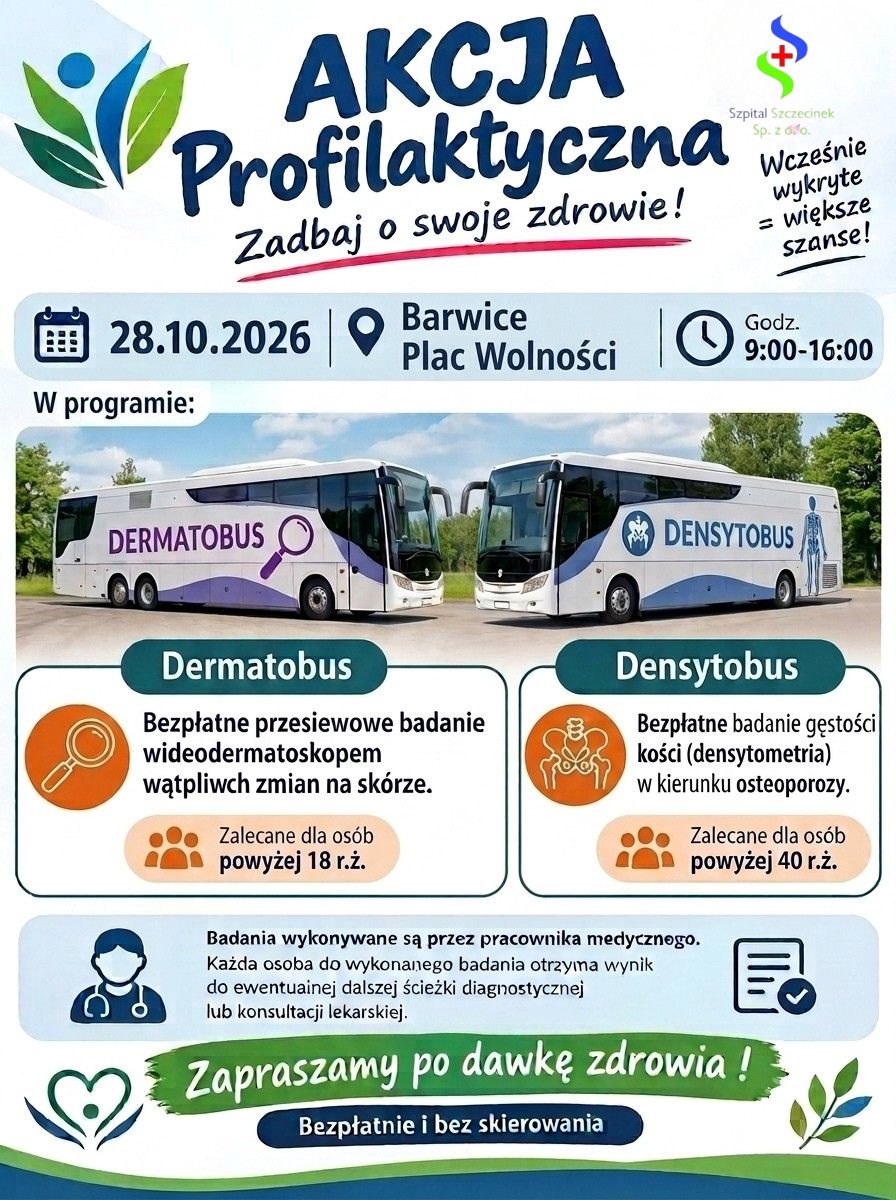 Bezpłatne badania profilaktyczne w Barwicach – dermatobus i densytobus