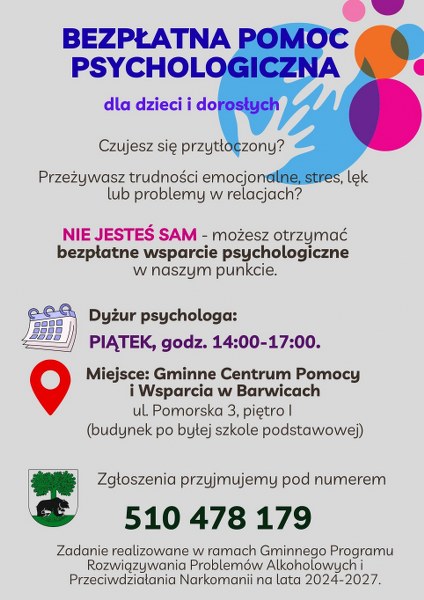 Bezpłatna pomoc psychologiczna.