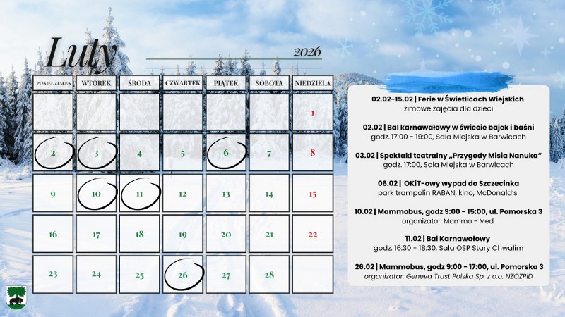 Kalendarz wydarzeń - luty 2026