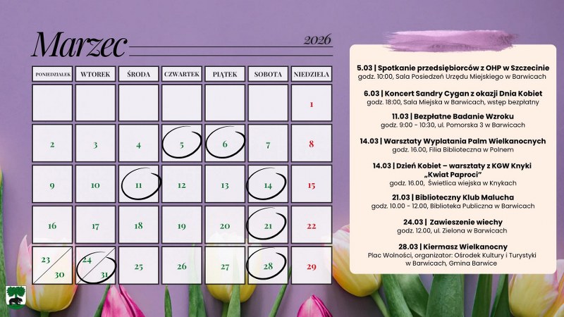 KALENDARZ MARZEC 2026