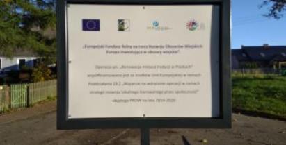 Tablica - Renowacja miejsca tradycji w Piaskach
