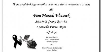 Kondolencje dla Skarbnik Marioli Wrzosek z powodu śmierci męża