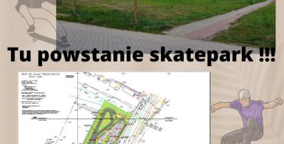 na zdjęciu fragment ul. Wiśniowej oraz plan budowy skateparku
