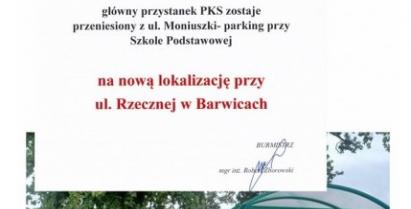 Informacja w sprawie przystanku autobusowego.