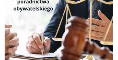 Plakat nieodpłatnego poradnictwa obywatelskiego.