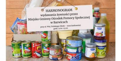 Harmonogram wydawania żywności przez Miejsko Gminny Ośrodek Pomocy Społecznej w Barwicach