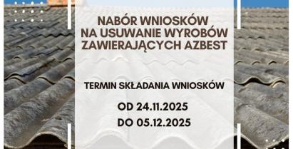 Ogłoszenie o naborze wniosków na usuwanie wyrobów zawierających azbest
