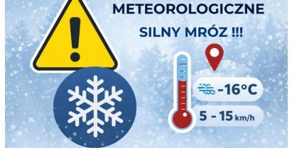 Plakat z ostrzeżeniem meteorologicznym - silny mróz