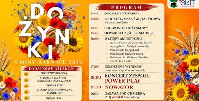 Dożynki Gminy Barwice 2026 – zapraszamy 19 września