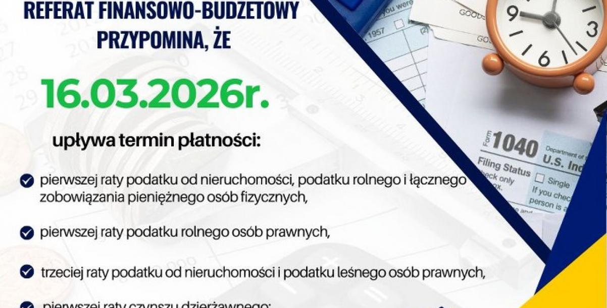 Plakat przypominający o terminie płatności podatków