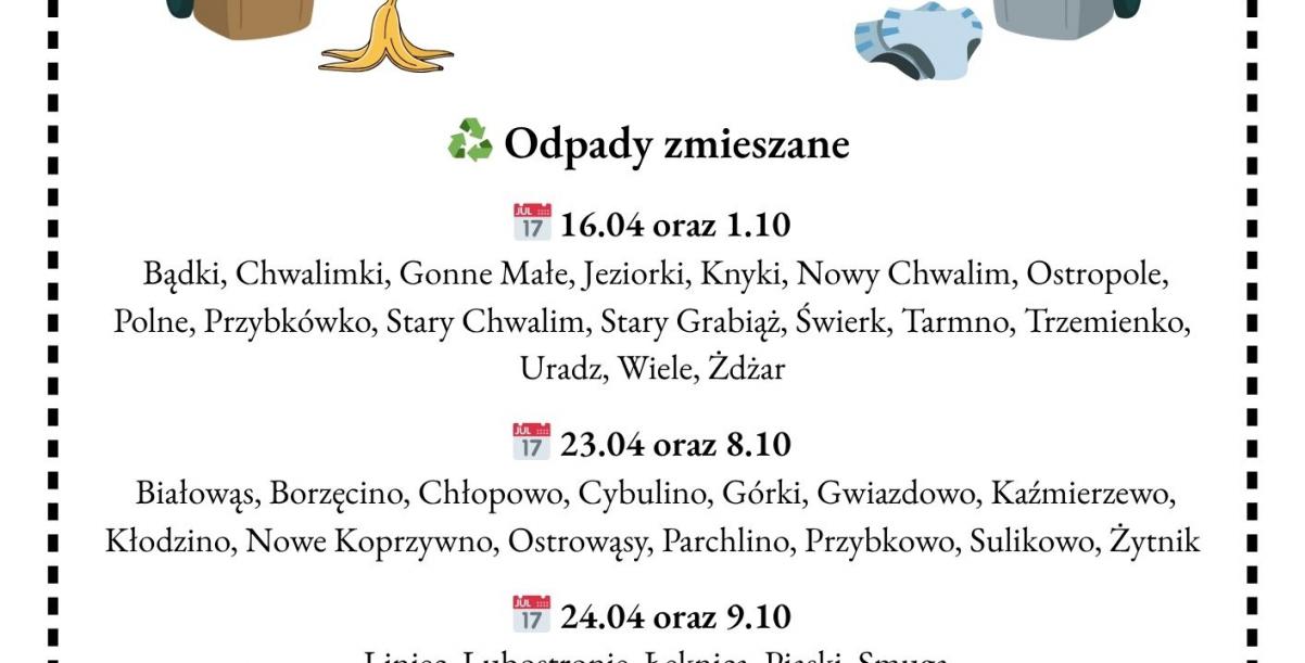 Harmonogram mycia pojemników na odpady zmieszane oraz bio
