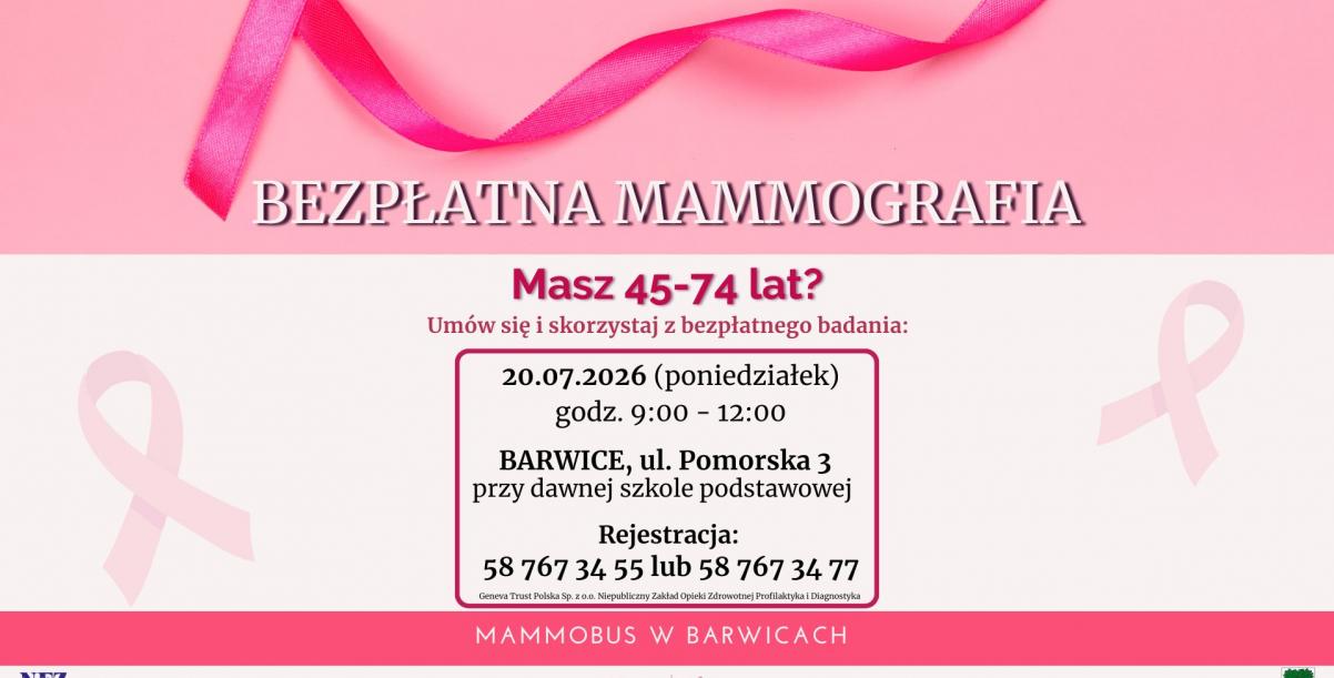 Mammobus ponownie odwiedzi Barwice – bezpłatne badania mammograficzne już 20 lipca