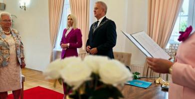 Uroczystość wręczenia medali za długoletnie pożycie małżeńskie Państwa Błaszko