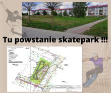 na zdjęciu fragment ul. Wiśniowej oraz plan budowy skateparku
