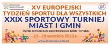 na zdjęciu plakat z informacją o XXIX Sportowym Turnieju Miast i Gmin 2023