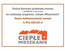 Plakat informujący o dofinansowaniu programu "Ciepłe mieszkanie".