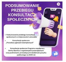 Plakat: Podsumowanie konsultacji społecznych.