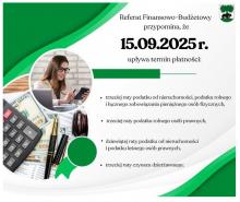 Plakat informujący o terminie płatności podatków.