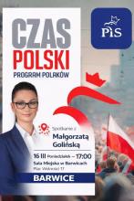 Plakat informujący o spotkaniu otwartym z Małgorzatą Golińską.