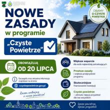 Plakat informujący o nowych zasadach w programie Czyste powietrze, które wchodzą w życie od 20 lipca 2026